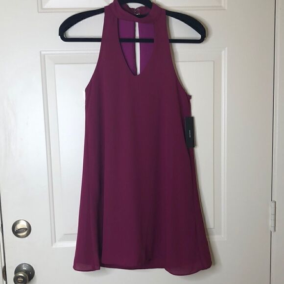 Lulus magenta high neck swing mini dress - Picture 1 of 11